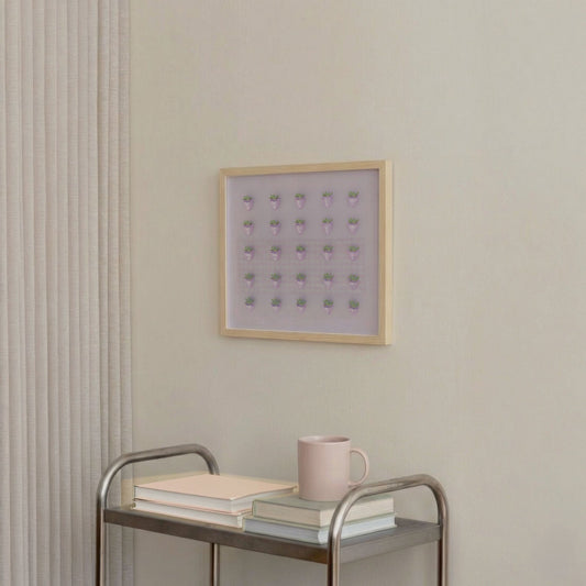Pink Disco Berry Grid, Square, Framed Art