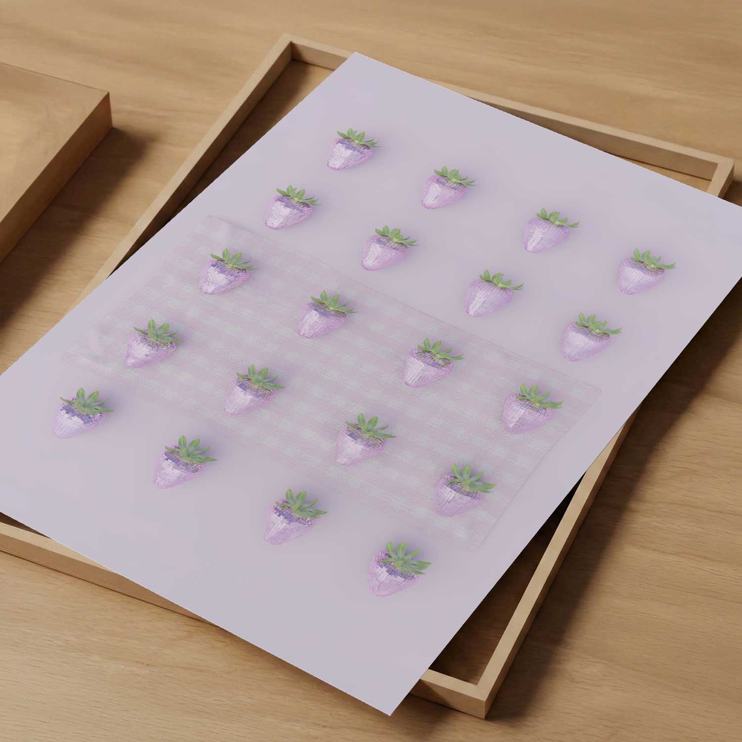 Pink Disco Berry Grid, Vertical, Art Print