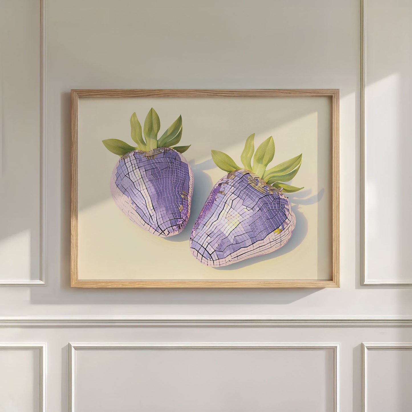 Pink Disco Strawberries, Horizontal, Wall Art