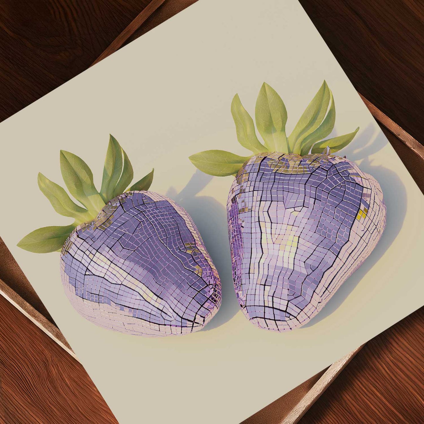 Pink Disco Strawberries, Square, Art Print