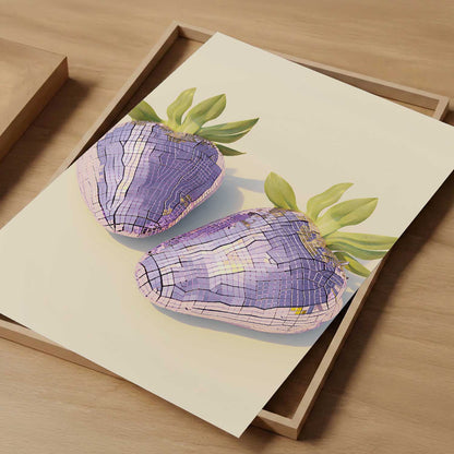 Pink Disco Strawberries, Vertical, Art Print
