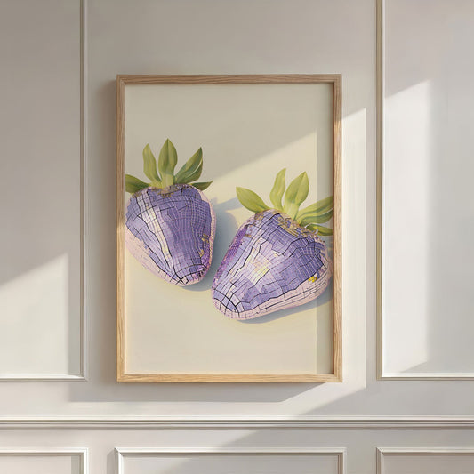 Pink Disco Strawberries, Vertical, Wall Art