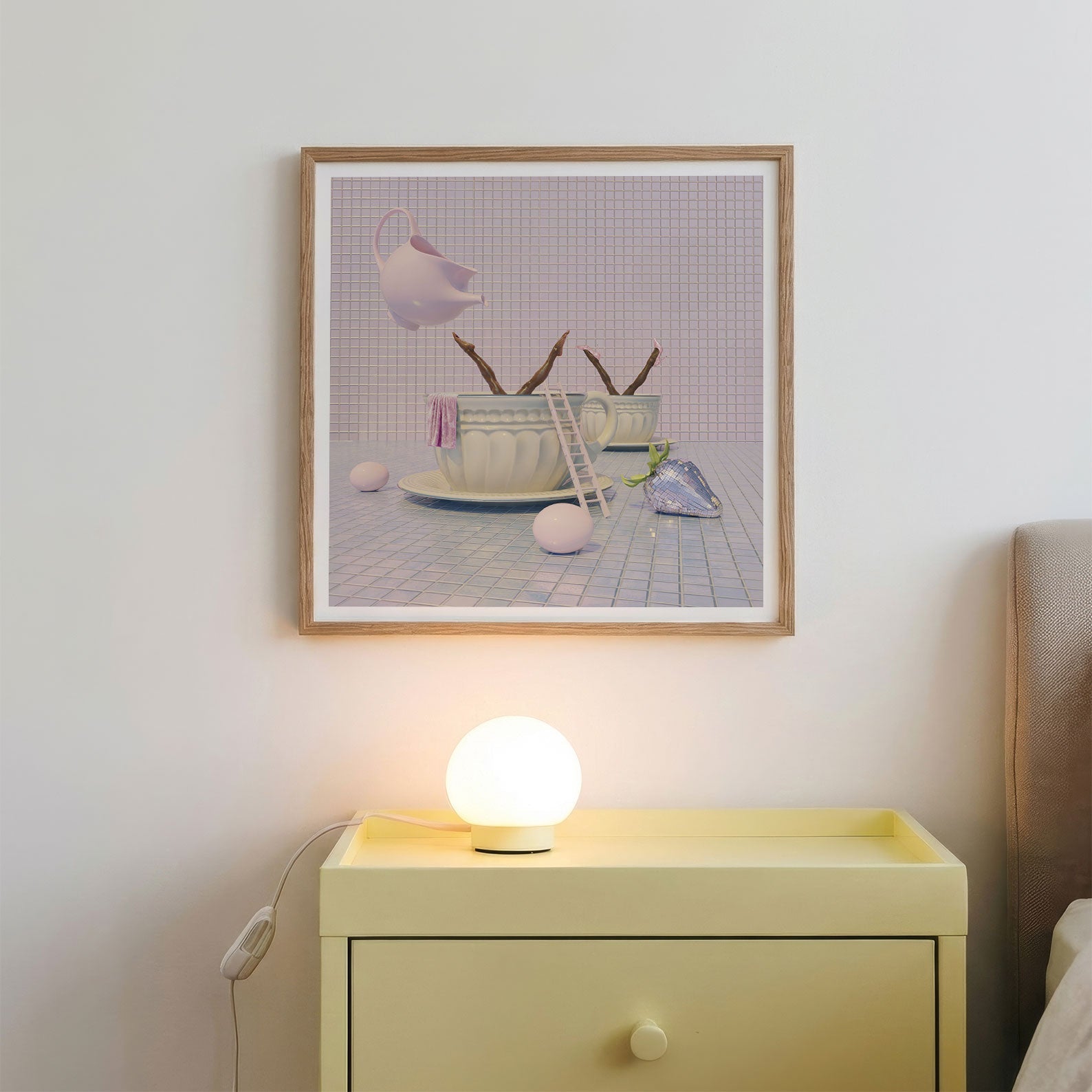 Pink Duet, Square, Framed Art