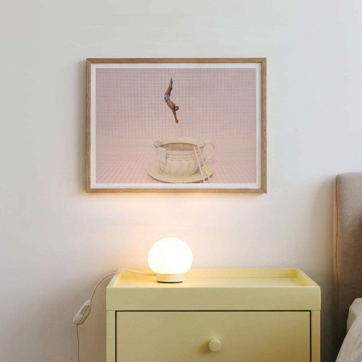 Pink High Dive, Horizontal, Framed Art