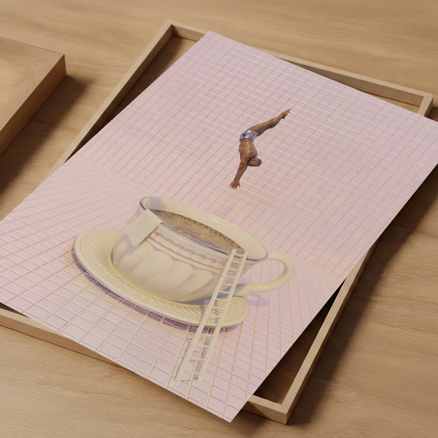 Pink High Dive, Vertical, Art Print