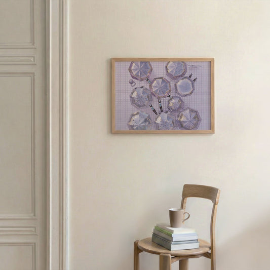 Pink Parasols, Horizontal, Framed Art