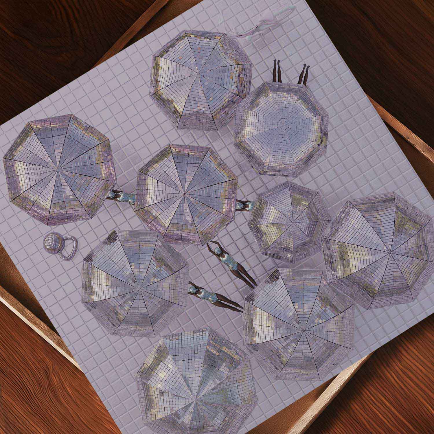 Pink Parasols, Square, Art Print