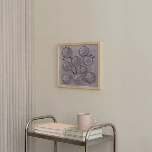 Pink Parasols, Square, Framed Art