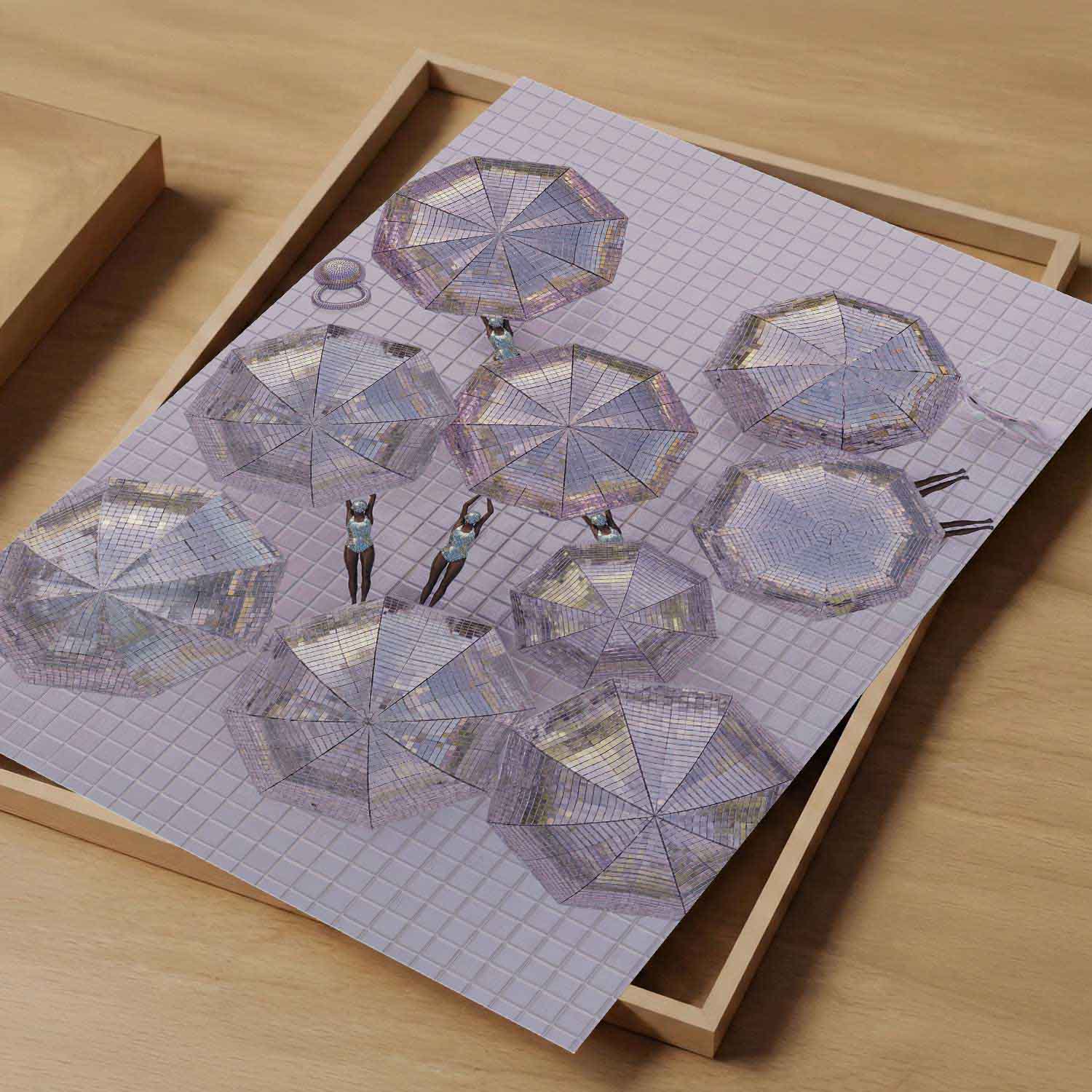 Pink Parasols, Vertical, Art Print