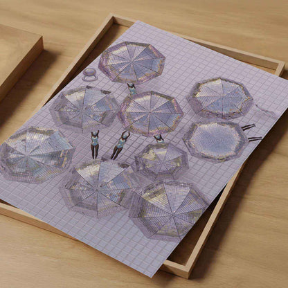 Pink Parasols, Vertical, Art Print