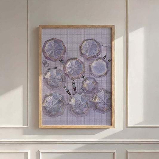 Pink Parasols, Vertical, Wall Art