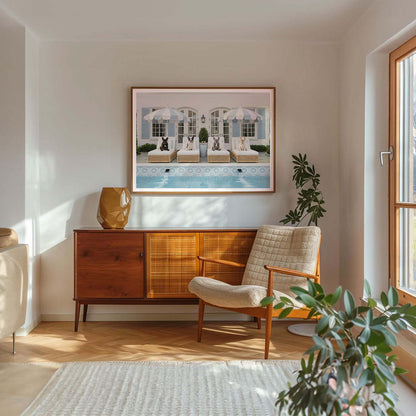 Pool Day, Horizontal, Framed Art
