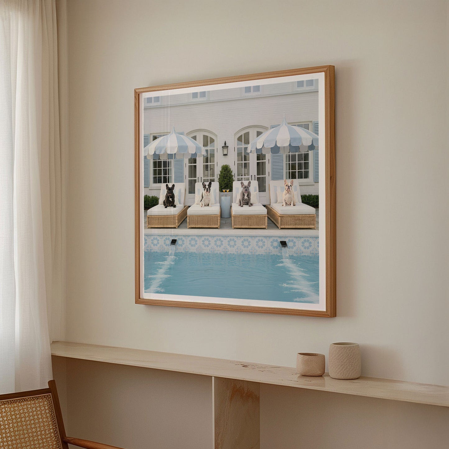 Pool Day, Square, Framed Art