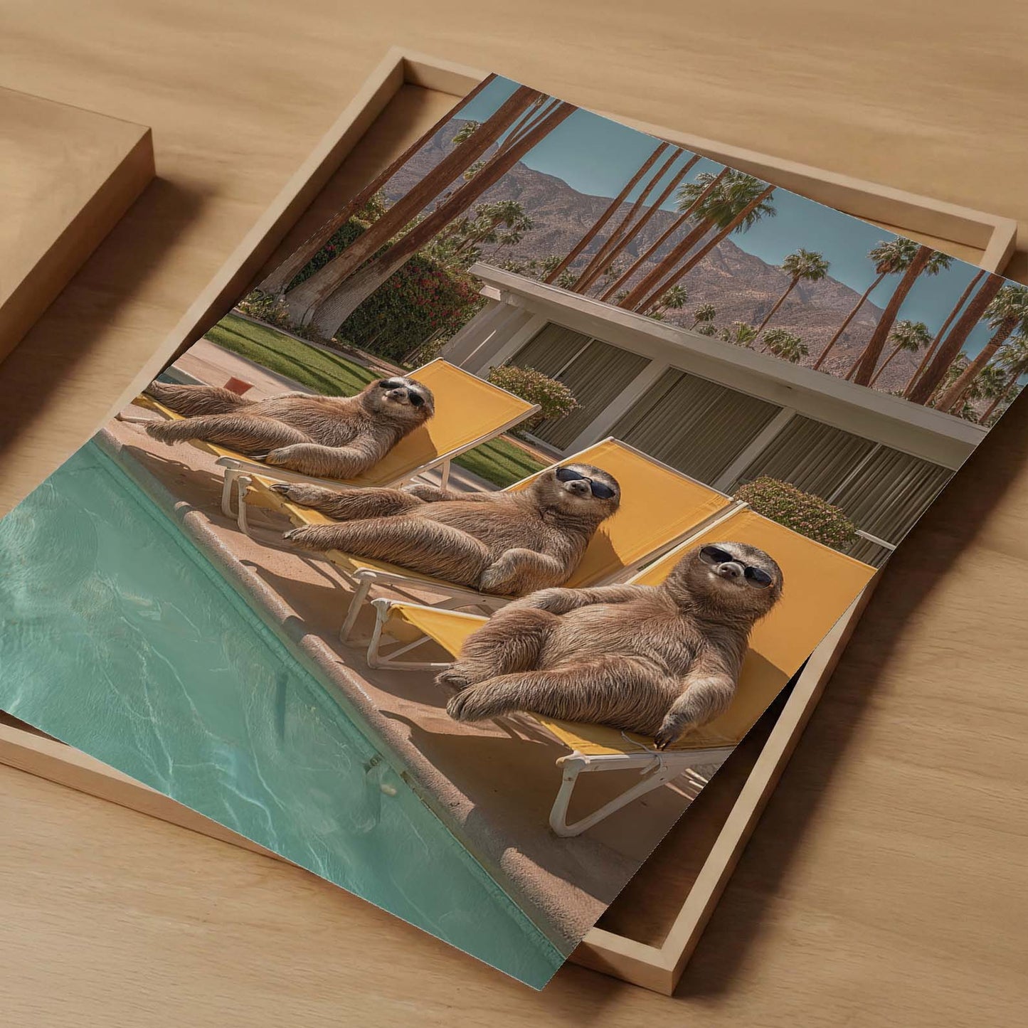 Poolside Lounge, Vertical, Art Print