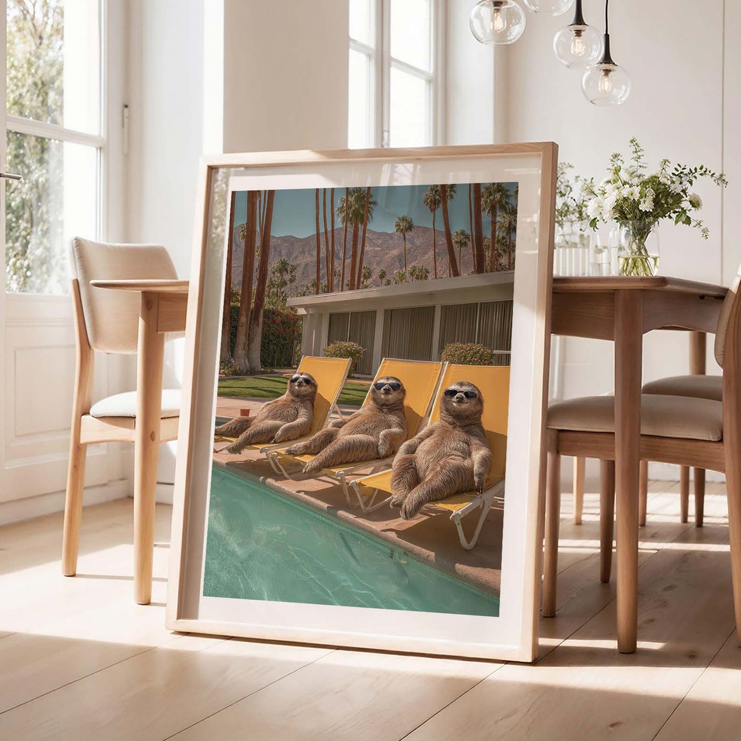 Poolside Lounge, Vertical, Framed Art