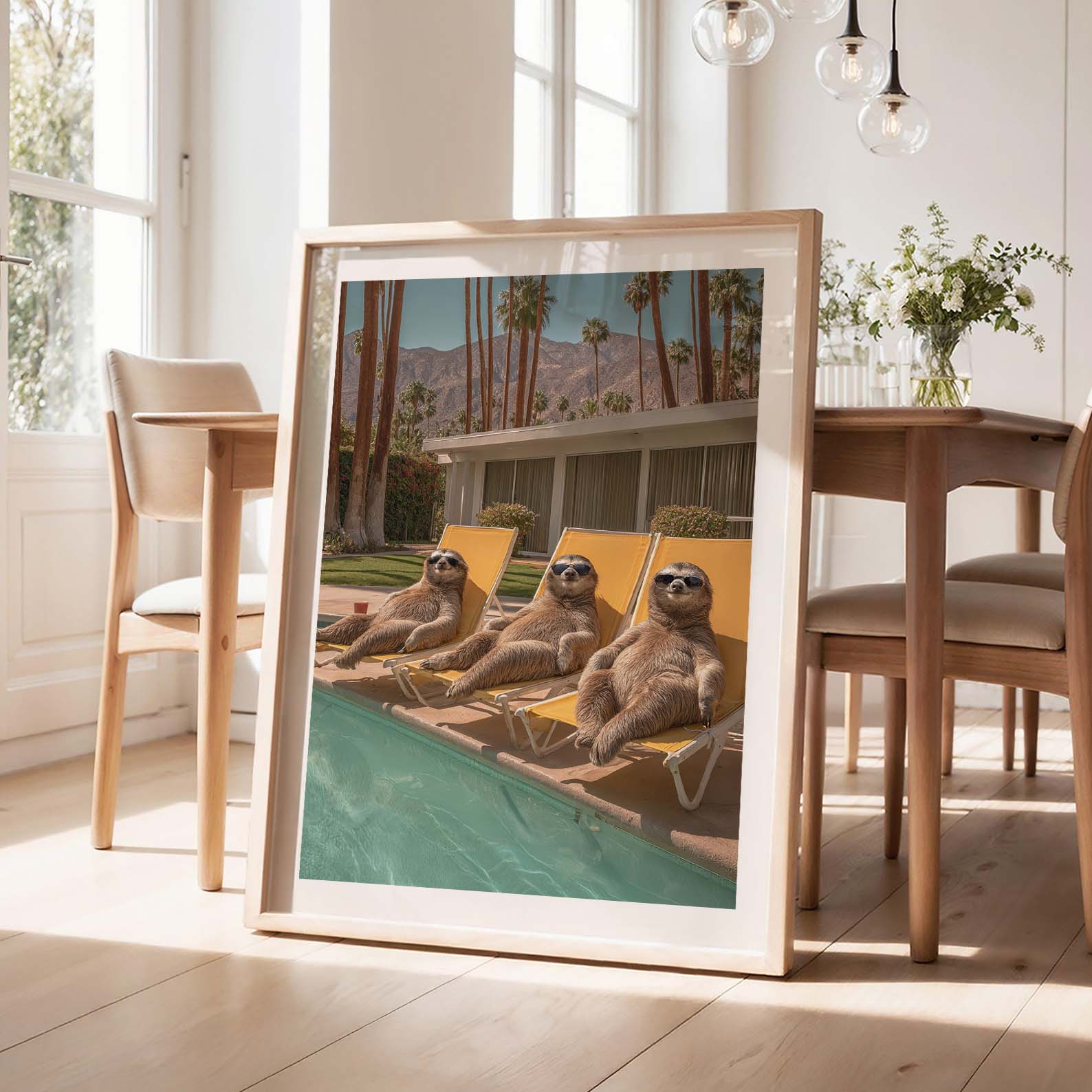 Poolside Lounge, Vertical, Framed Art