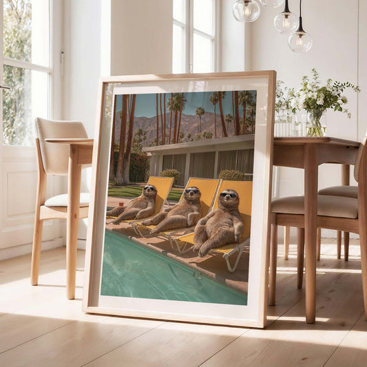Poolside Lounge, Vertical, Framed Art