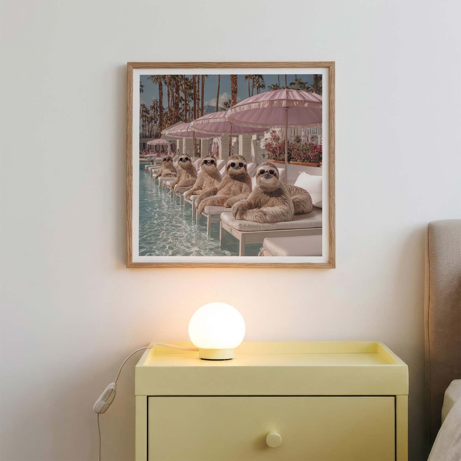Poolside Paradise, Square, Framed Art