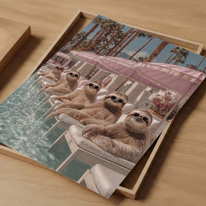 Poolside Paradise, Vertical, Art Print