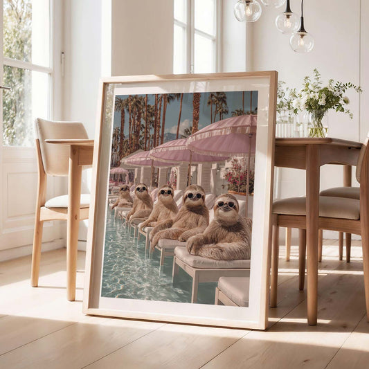 Poolside Paradise, Vertical, Framed Art