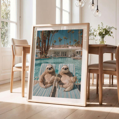 Poolside Sips, Vertical, Framed Art