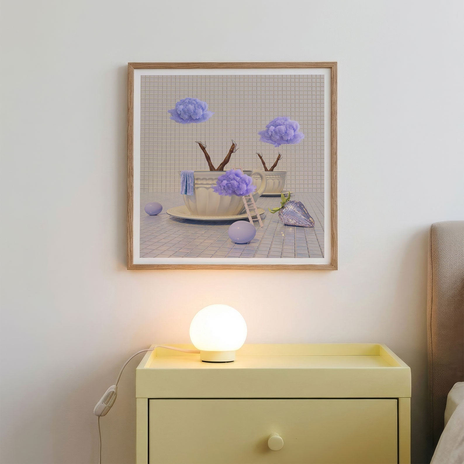 Purple Cloud Duet, Square, Framed Art