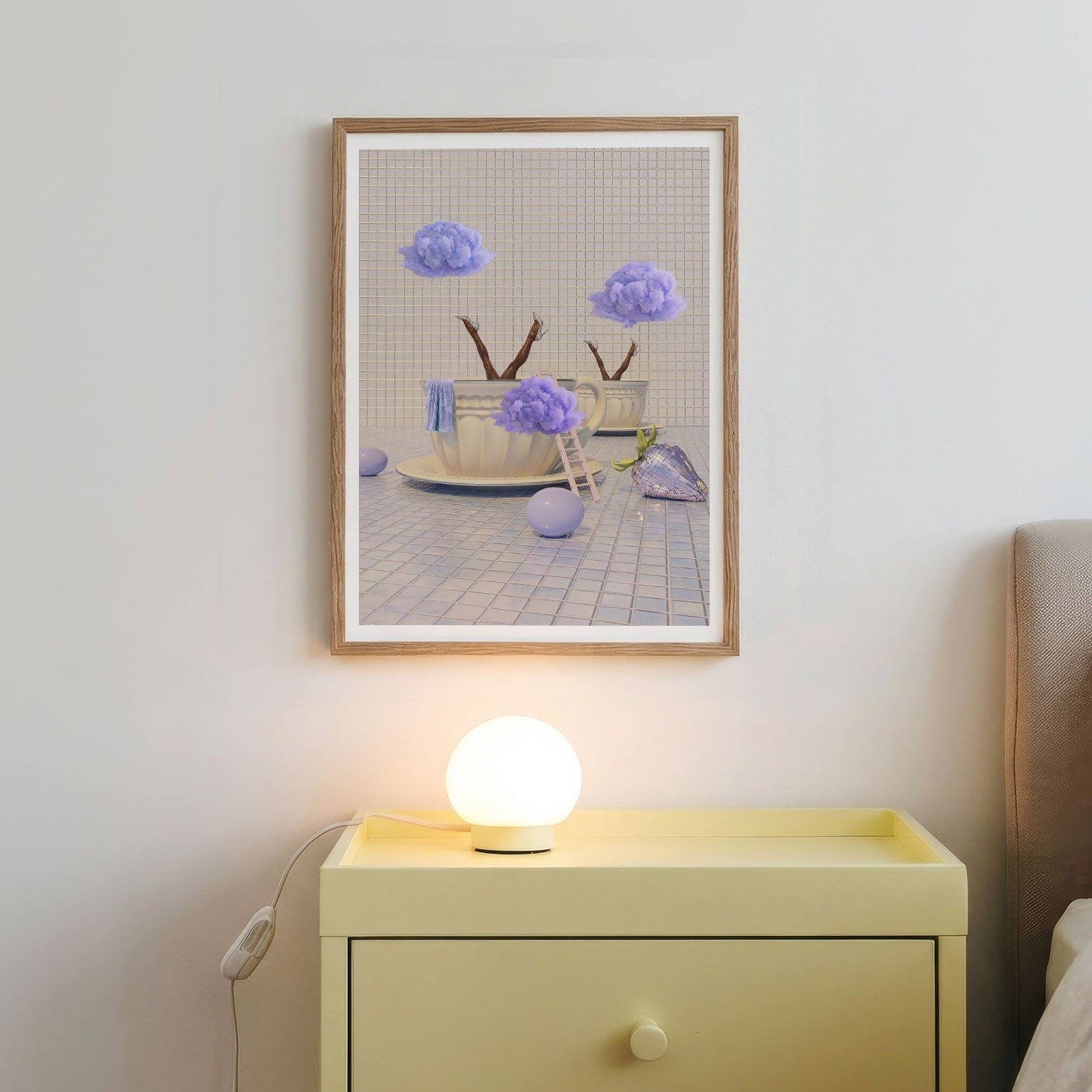 Purple Cloud Duet, Vertical, Framed Art