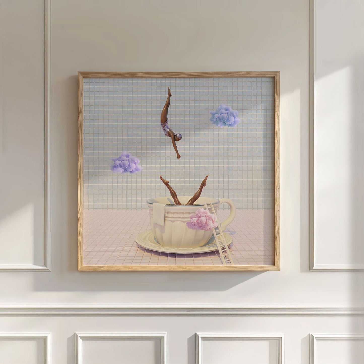 Rainbow Cloud Dive, Square, Wall Art