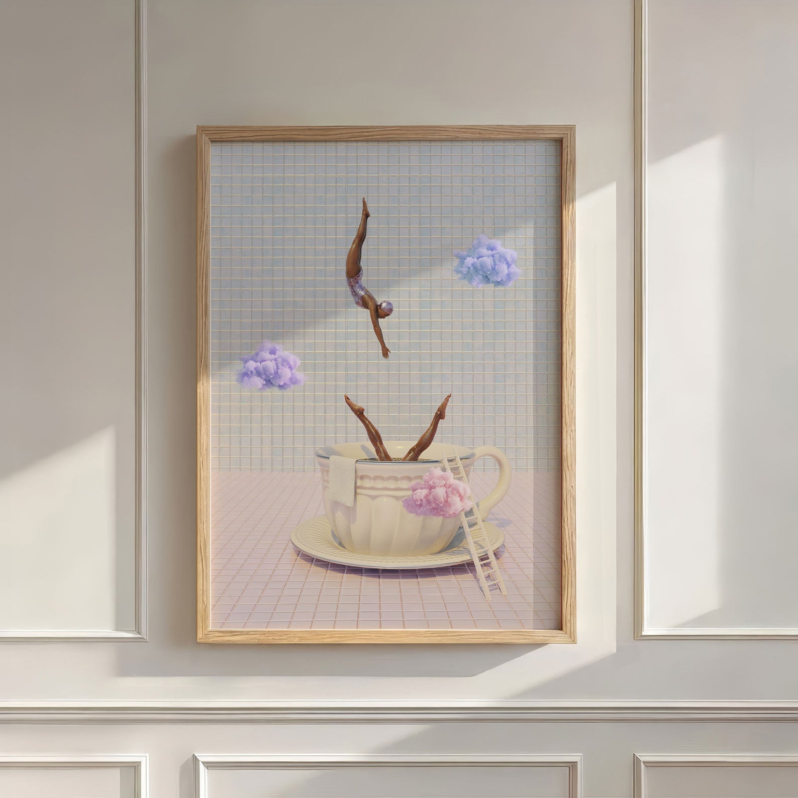Rainbow Cloud Dive, Vertical, Wall Art