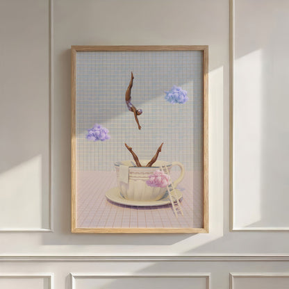 Rainbow Cloud Dive, Vertical, Wall Art