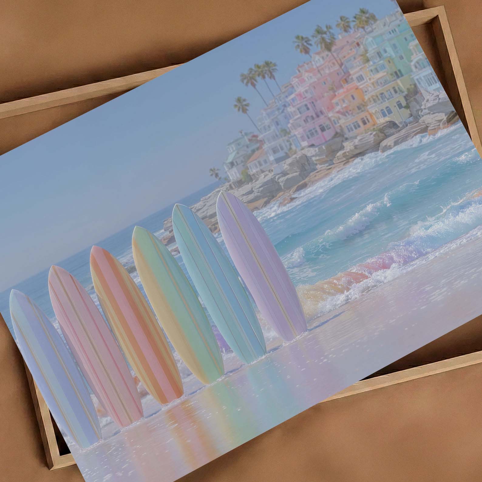 Rainbow Surfboards, Horizontal, Art Print