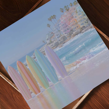 Rainbow Surfboards, Square, Art Print