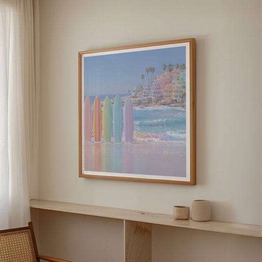 Rainbow Surfboards, Square, Framed Art