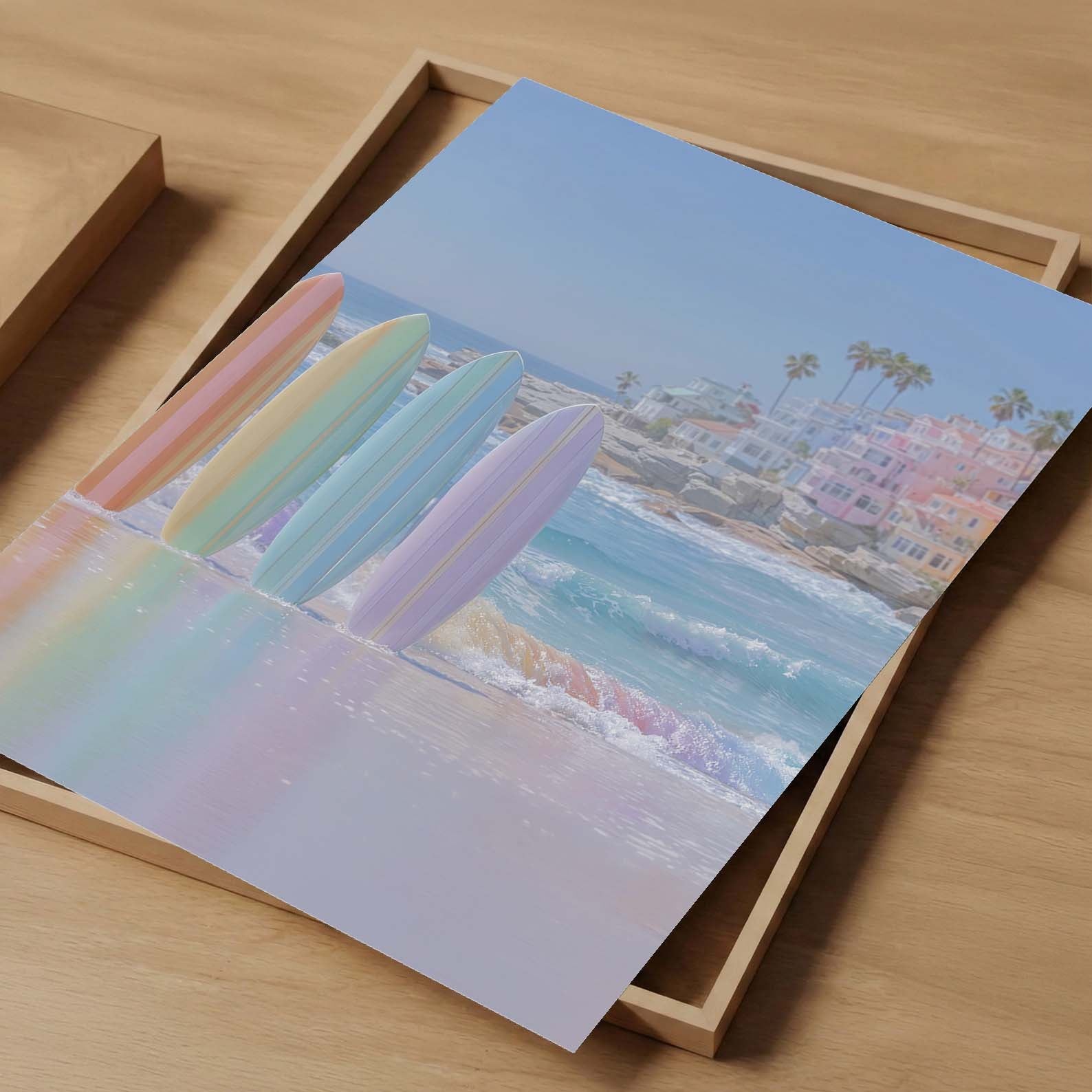 Rainbow Surfboards, Vertical, Art Print