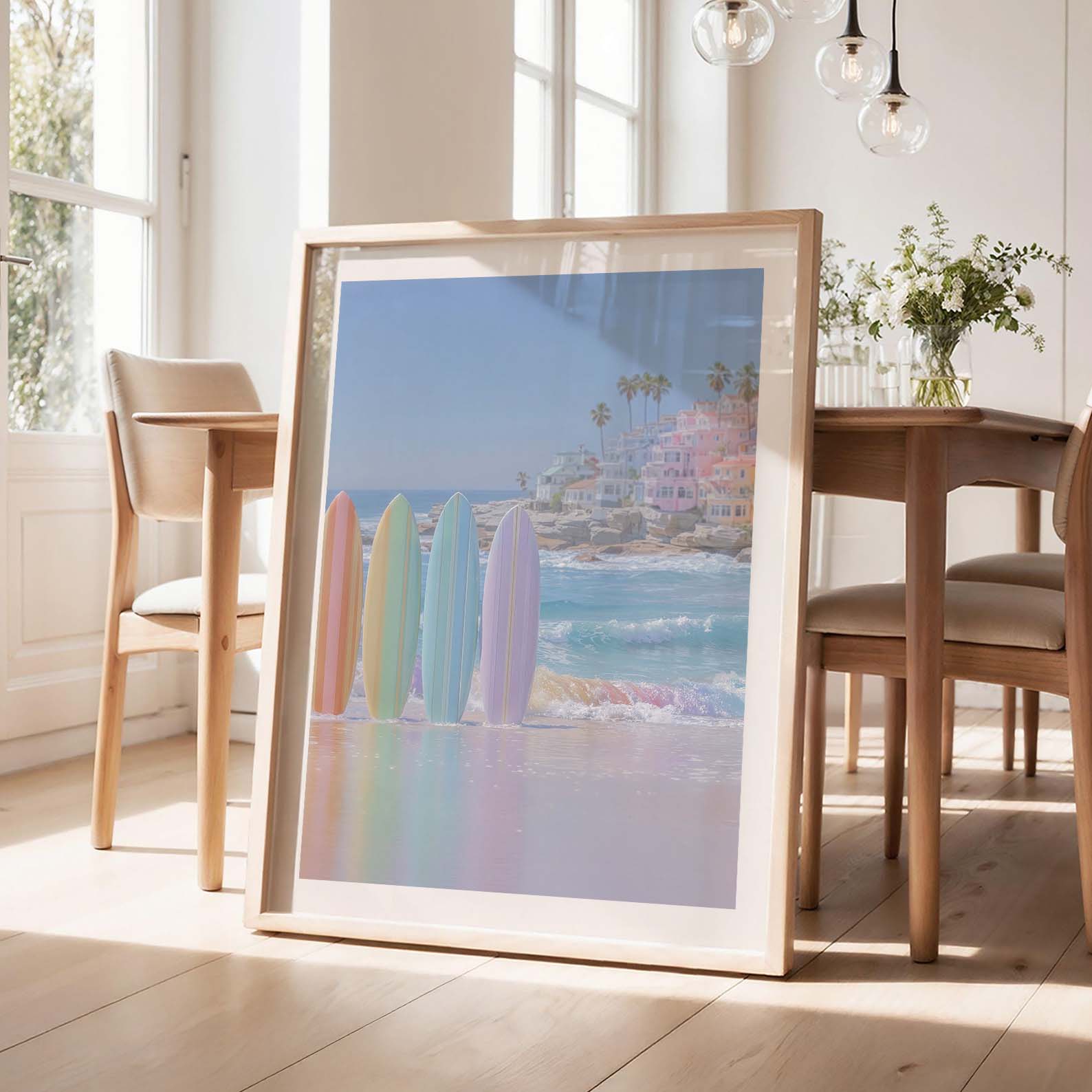 Rainbow Surfboards, Vertical, Framed Art