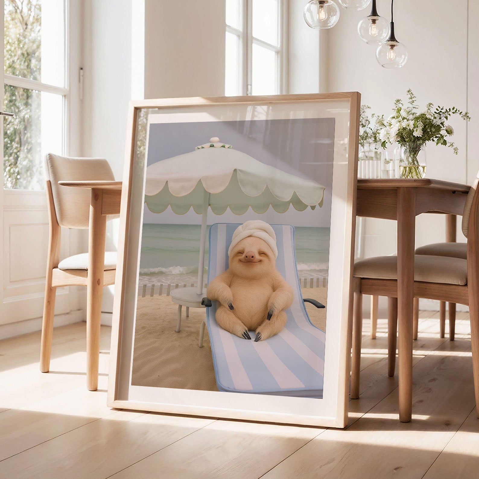 Relaxing On The Beach I, Vertical, Framed Art
