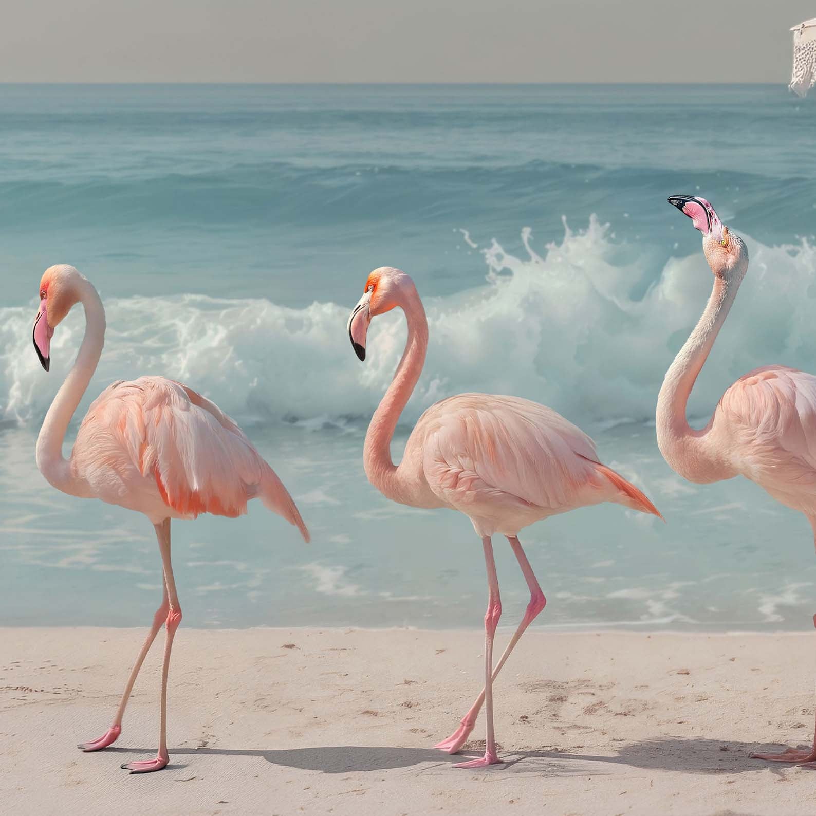 Extreme Close Up Detail Of Retro Flamingo Beach