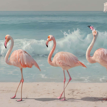 Extreme Close Up Detail Of Retro Flamingo Beach