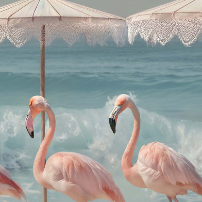 High Definition Print Quality Detail Of Retro Flamingo Beach