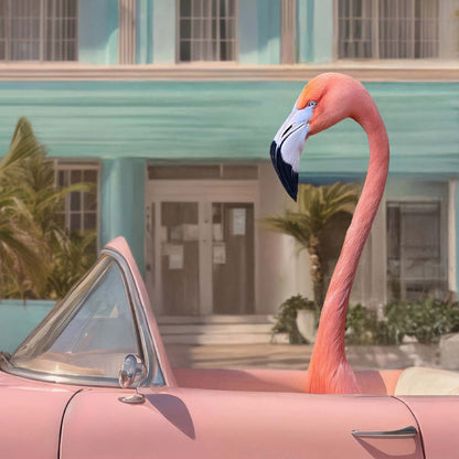 Extreme Close Up Detail Of Retro Pink Flamingos