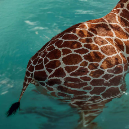 High Definition Print Quality Detail Of Retro Poolside Giraffes I