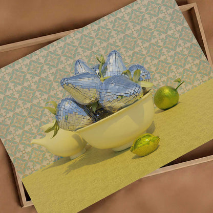 Retro Strawberry Bowl, Horizontal, Art Print