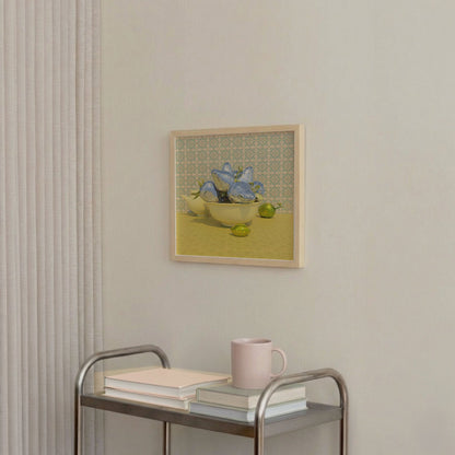 Retro Strawberry Bowl, Square, Framed Art