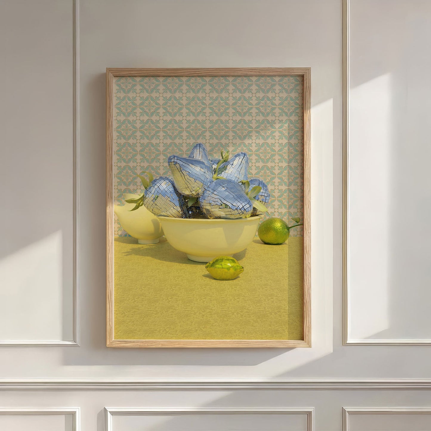 Retro Strawberry Bowl, Vertical, Wall Art