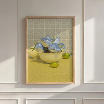 Retro Strawberry Bowl, Vertical, Wall Art
