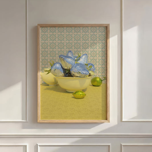 Retro Strawberry Bowl, Vertical, Wall Art