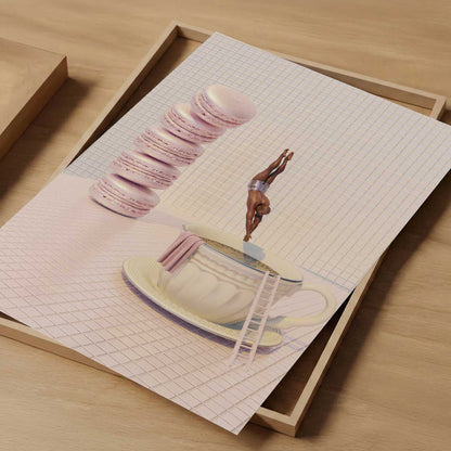 Rose Petal Dive, Vertical, Art Print