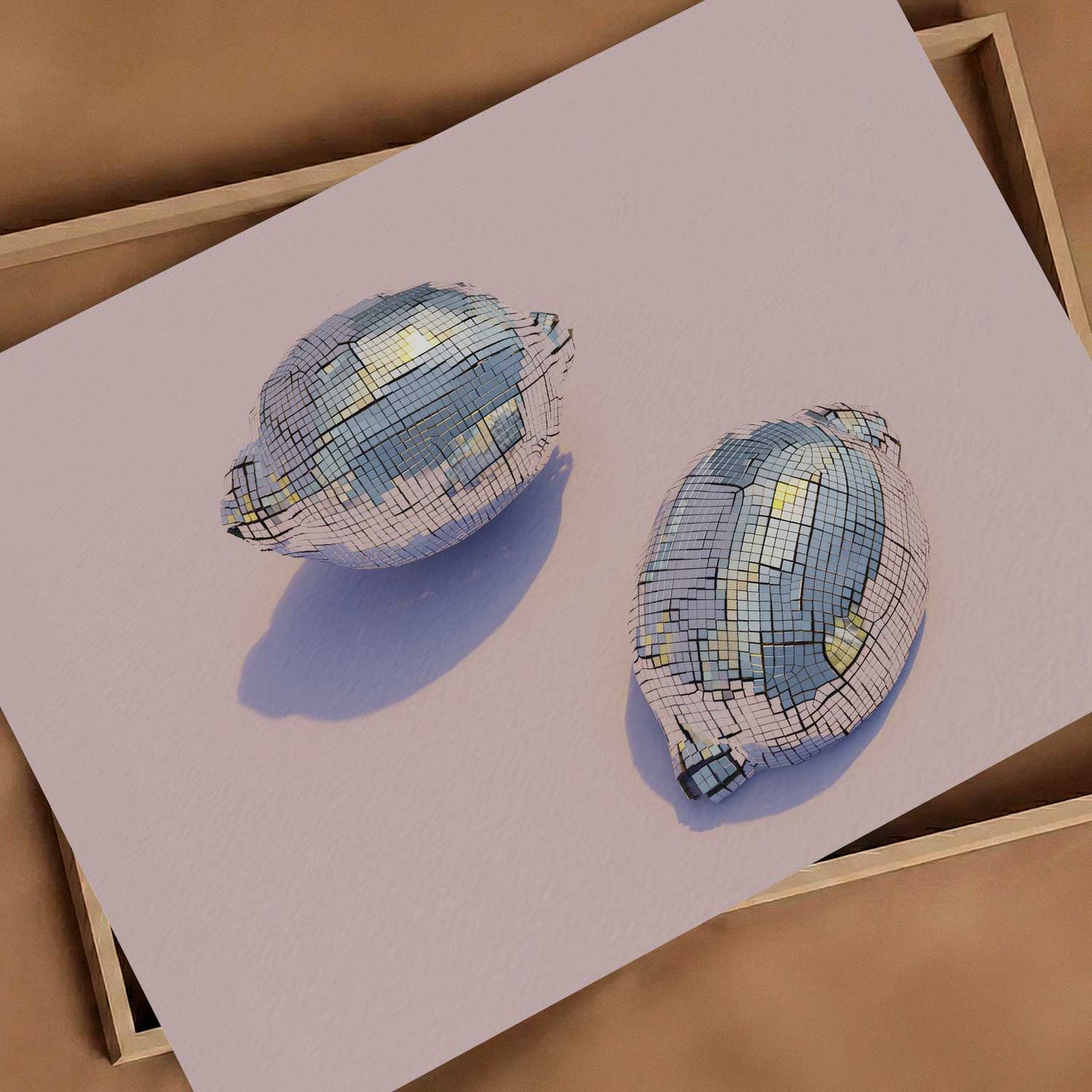 Silver Disco Lemons, Horizontal, Art Print