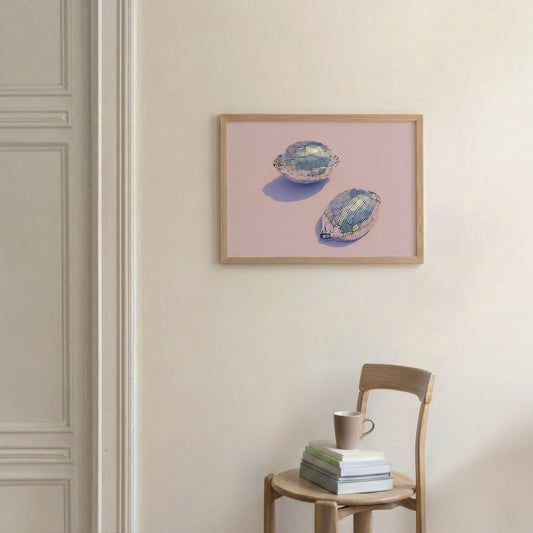 Silver Disco Lemons, Horizontal, Framed Art