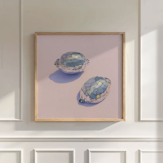 Silver Disco Lemons, Square, Wall Art